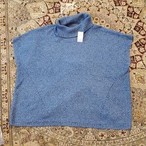 NWT J.Jill Wearever Collection turtleneck Poncho Sweater Blue 4X Blue